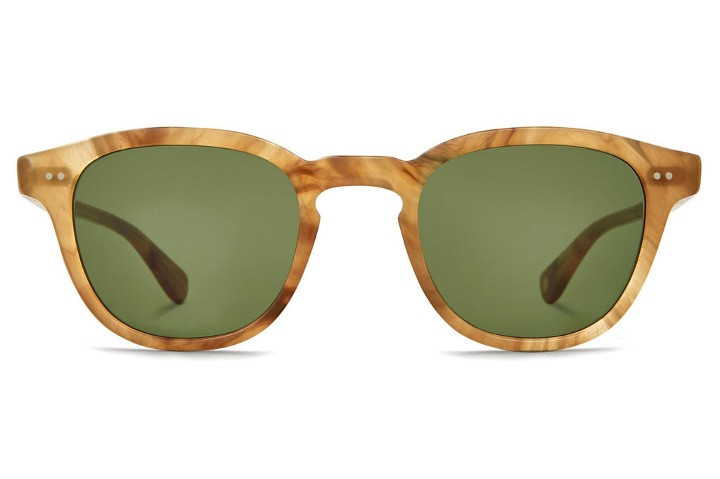 Garrett Leight - Evan Sunglasses Agave Tortoise with Semi-Flat Pure Green Lenses