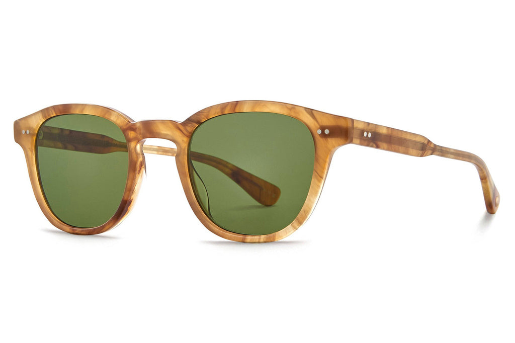 Garrett Leight - Evan Sunglasses Agave Tortoise with Semi-Flat Pure Green Lenses