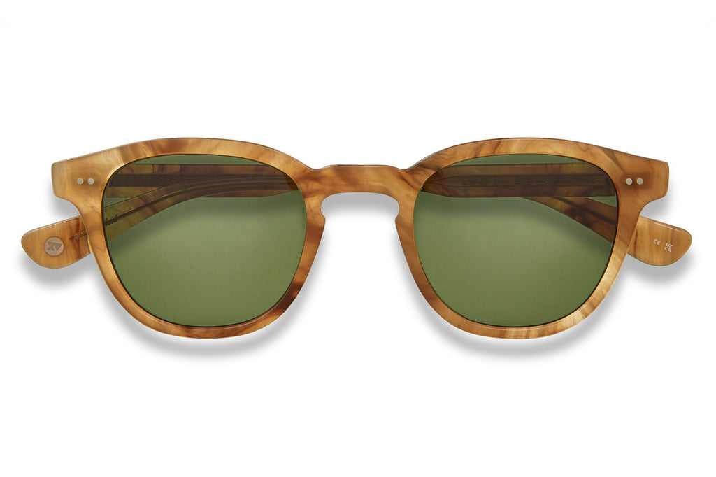 Garrett Leight - Evan Sunglasses Agave Tortoise with Semi-Flat Pure Green Lenses