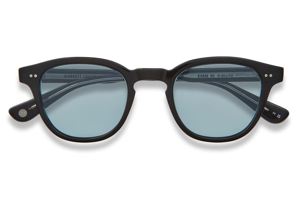 Garrett Leight - Evan Sunglasses Black with Semi-Flat Pure Blue Lenses