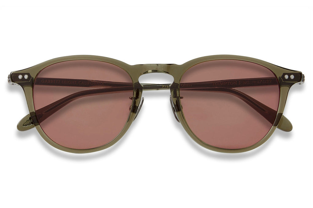 Garrett Leight - Hampton J Sunglasses Moss with Pure Rosewood Lenses