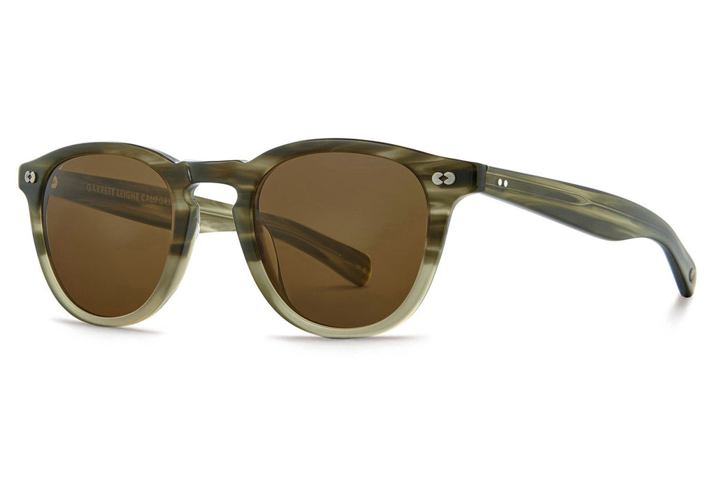 Garrett Leight - Hampton X Sunglasses Army Drift with Pure Coffee Lenses