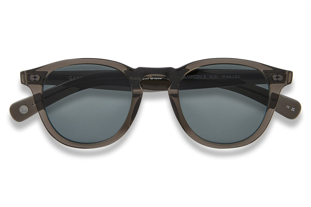 Garrett Leight - Hampton X Sunglasses Black Glass with Pure Blue Smoke Lenses