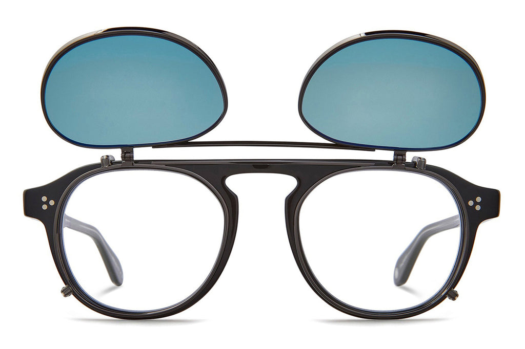 Garrett Leight - Harding II Clip Sunglasses Gunmetal with Sky Mirror Lenses