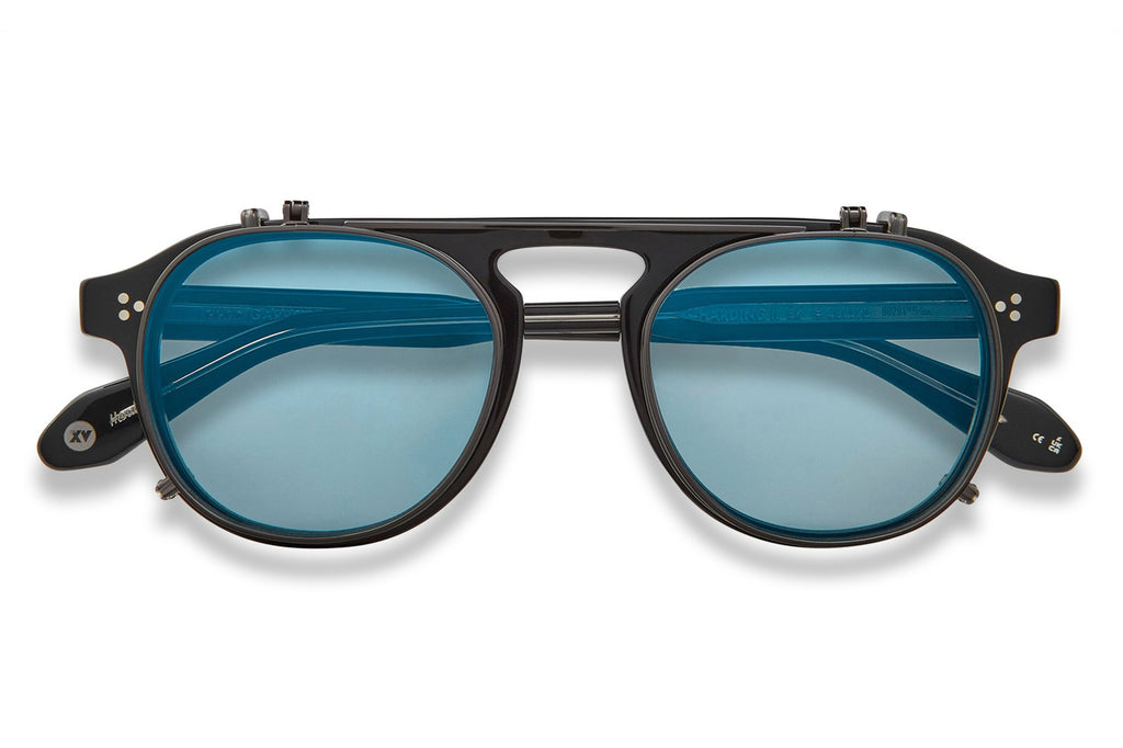 Garrett Leight - Harding II Clip Sunglasses Gunmetal with Sky Mirror Lenses