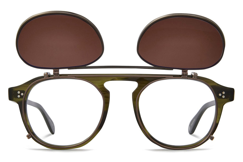 Garrett Leight - Harding II Clip Sunglasses Antique Gold with Copper Mirror Lenses