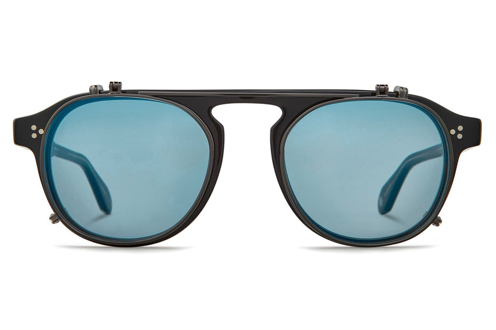 Garrett Leight - Harding II Clip Sunglasses Gunmetal with Sky Mirror Lenses