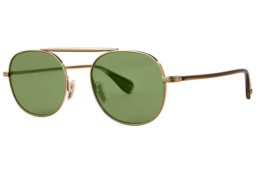 Garrett Leight - Van Buren II Sunglasses Gold-Sap Tortoise with Flat Pure Green Lenses