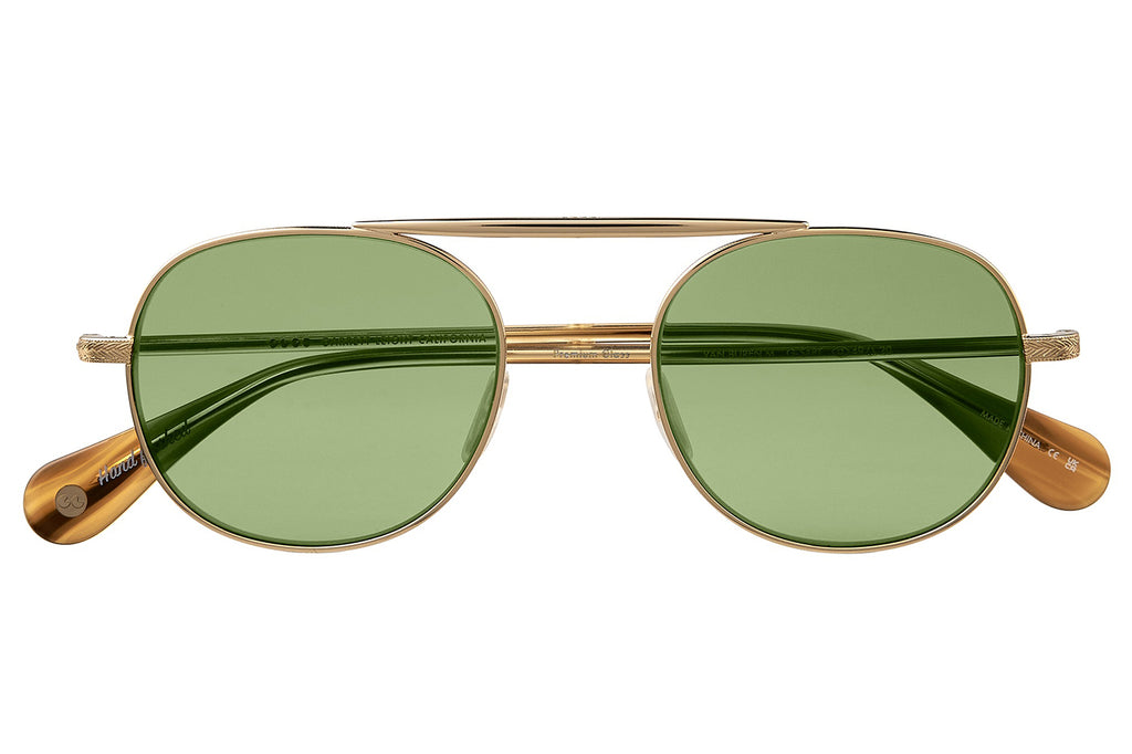Garrett Leight - Van Buren II Sunglasses Gold-Sap Tortoise with Flat Pure Green Lenses
