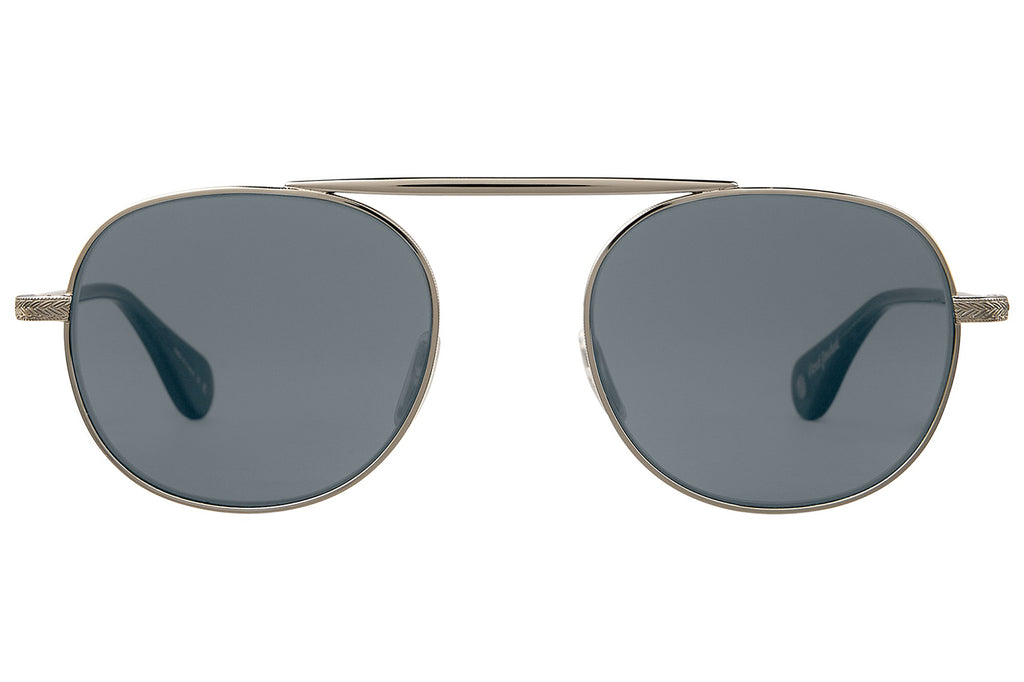 Garrett Leight - Van Buren II Sunglasses in Silver-Sea Grey with Flat Pure Blue Smoke Lenses