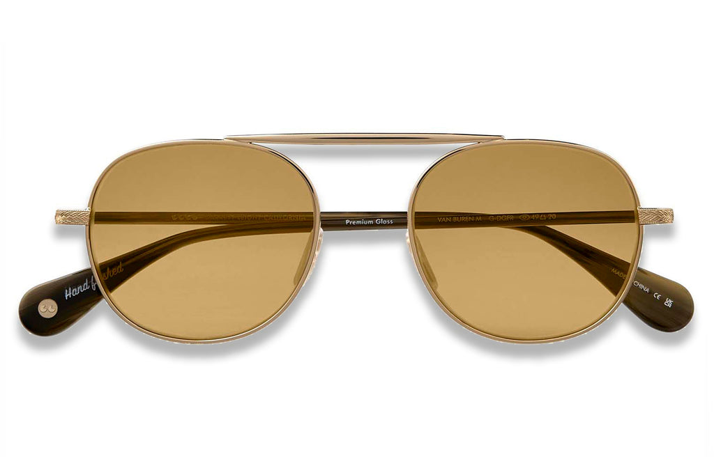 Garrett Leight - Van Buren II Sunglasses Gold-Douglas Fir with Flat Pure Maple Lenses