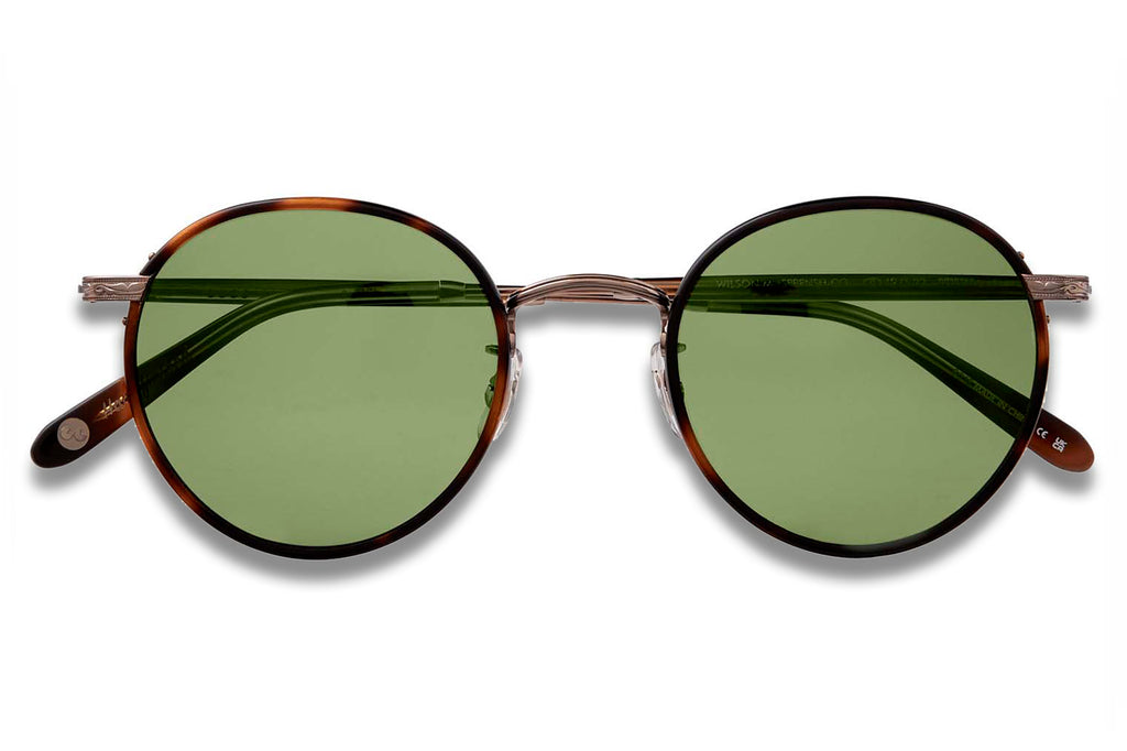 Garrett Leight - Wilson Sunglasses Spotted Brown Shell-Copper with Semi-Flat Pure Green Lenses