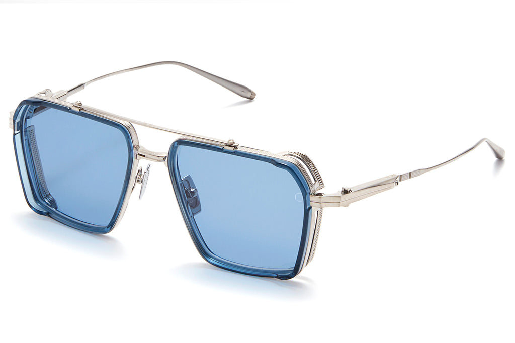 Akoni - Tiros Sunglasses Brushed Silver & Crystal Blue with Blue Lenses