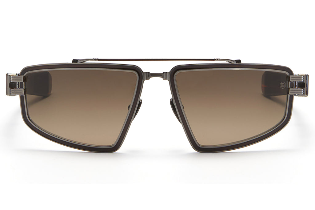 Balmain® Eyewear - Titan Sunglasses Black Rhodium & Brown Swirl with Dark Brown Gradient Lenses