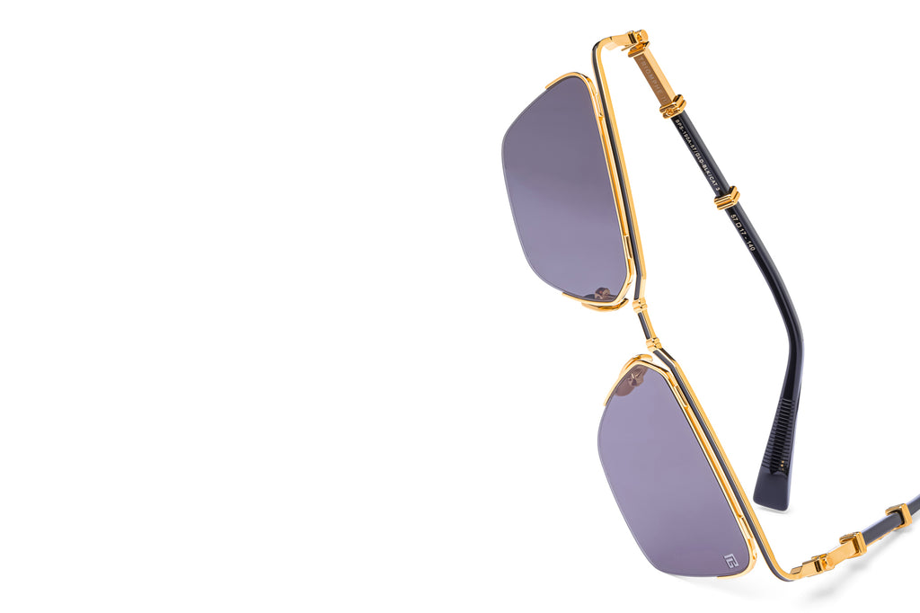 Balmain® Eyewear - Triomphe II Sunglasses 18k Gold - Black Enamel & Black with Dark Grey Lenses