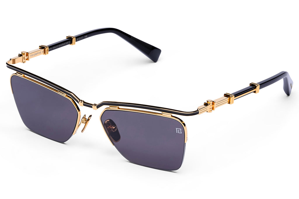 Balmain® Eyewear - Triomphe II Sunglasses 18k Gold - Black Enamel & Black with Dark Grey Lenses