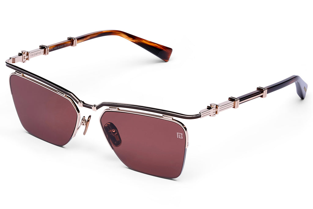 Balmain® Eyewear - Triomphe II Sunglasses 12k Gold & Brown Swirl with Dark Chocolate Brown Lenses