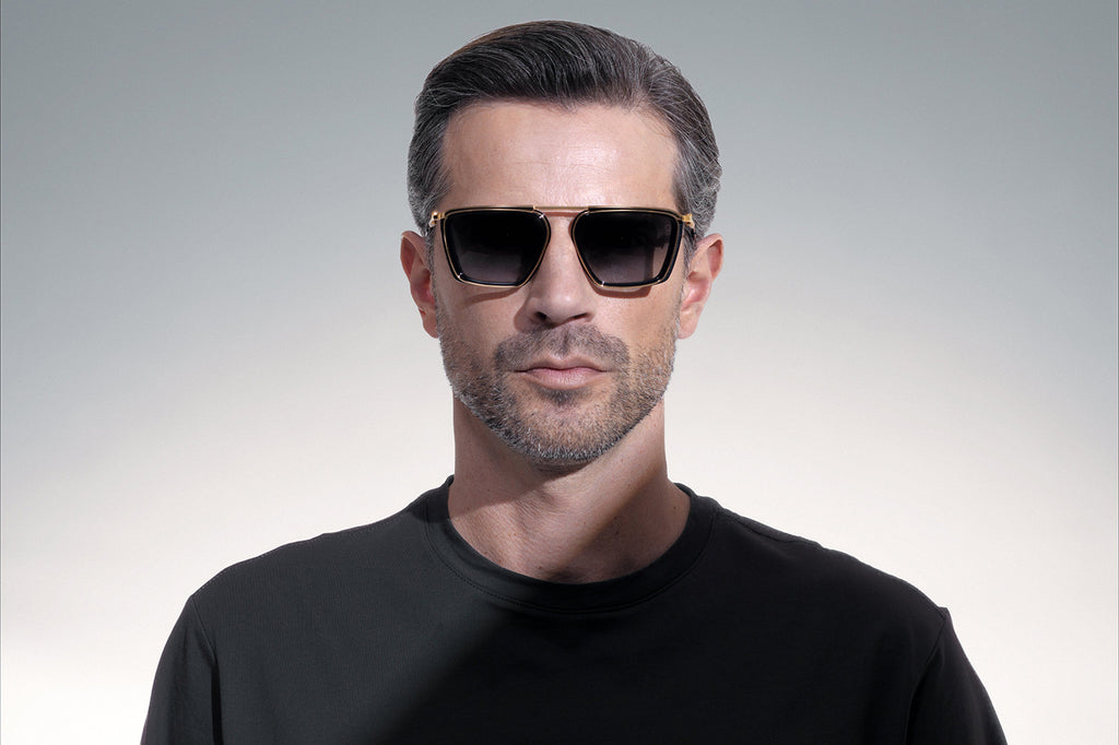 Akoni - Ulysses Sunglasses Gold - Black with Dark Grey Gradient Lenses