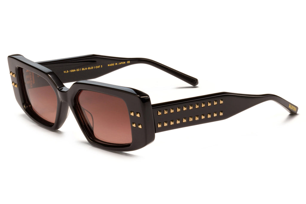 Valentino® Eyewear - V-Cinque Sunglasses Black & Light Gold with Gradient Rose Lenses