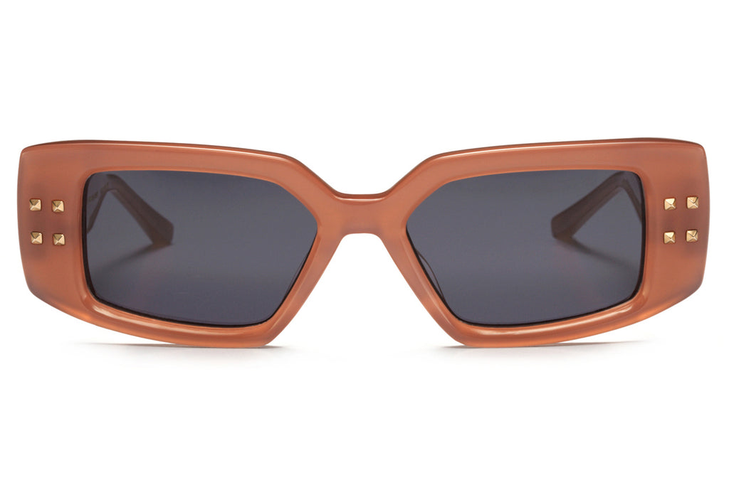 Valentino® Eyewear - V-Cinque Sunglasses Powder Pink & White Gold with Dark Grey Lenses