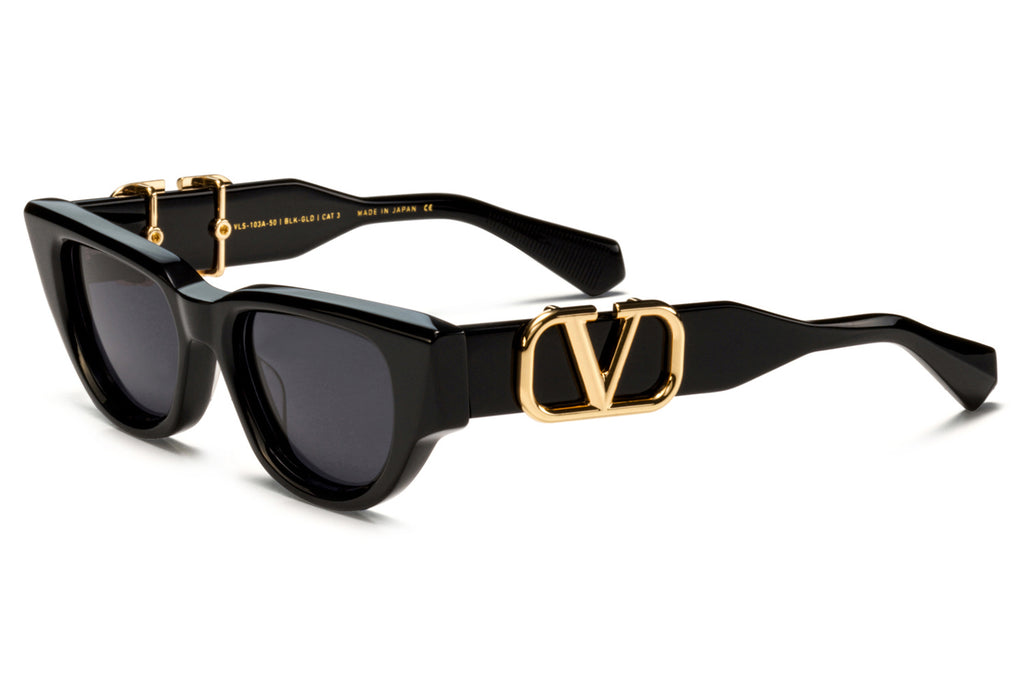 Valentino® Eyewear - V-Due Sunglasses Black & Rose Gold with Dark Grey Lenses