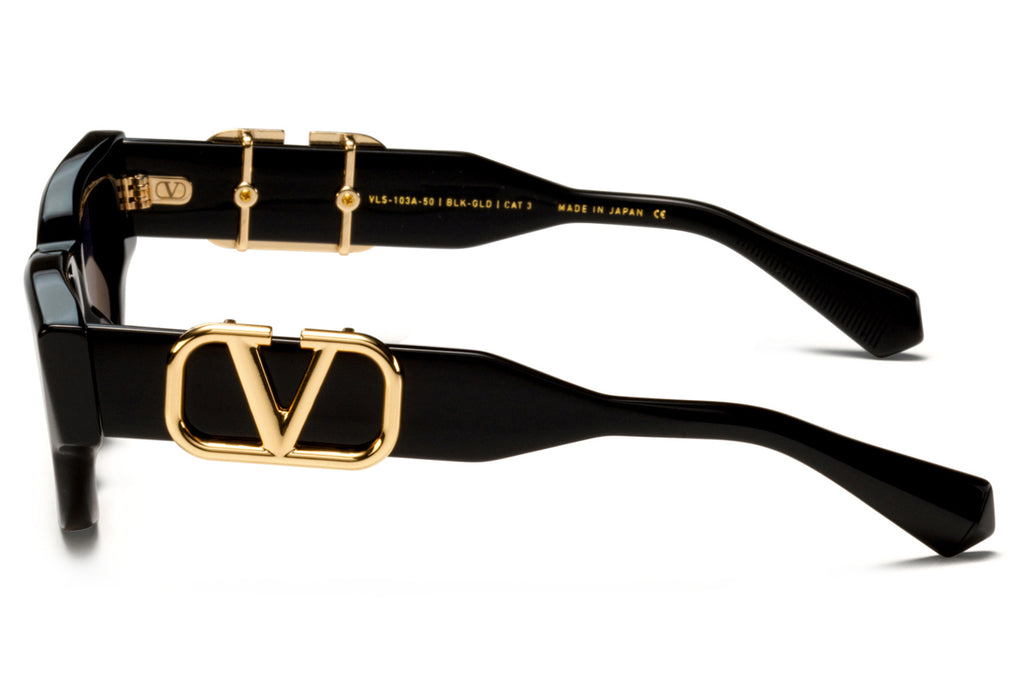 Valentino® Eyewear - V-Due Sunglasses Black & Rose Gold with Dark Grey Lenses