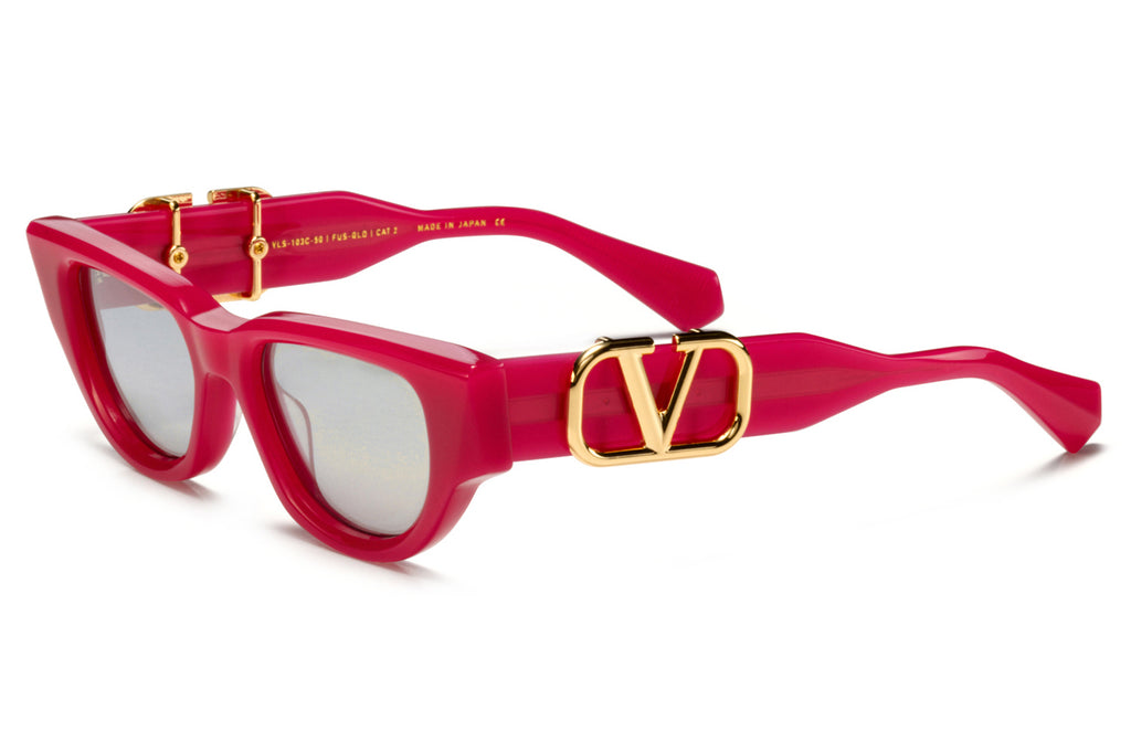 Valentino® Eyewear - V-Due Sunglasses Fuchsia & White Gold with Medium Grey Lenses