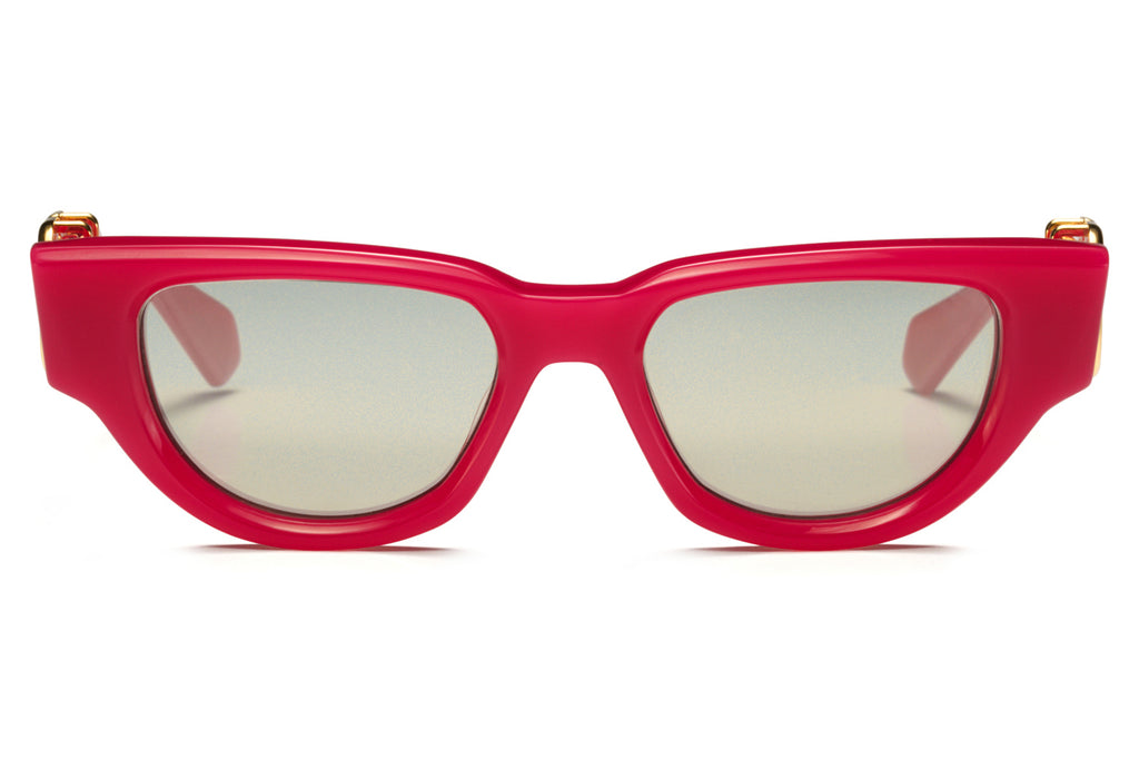 Valentino® Eyewear - V-Due Sunglasses Fuchsia & White Gold with Medium Grey Lenses