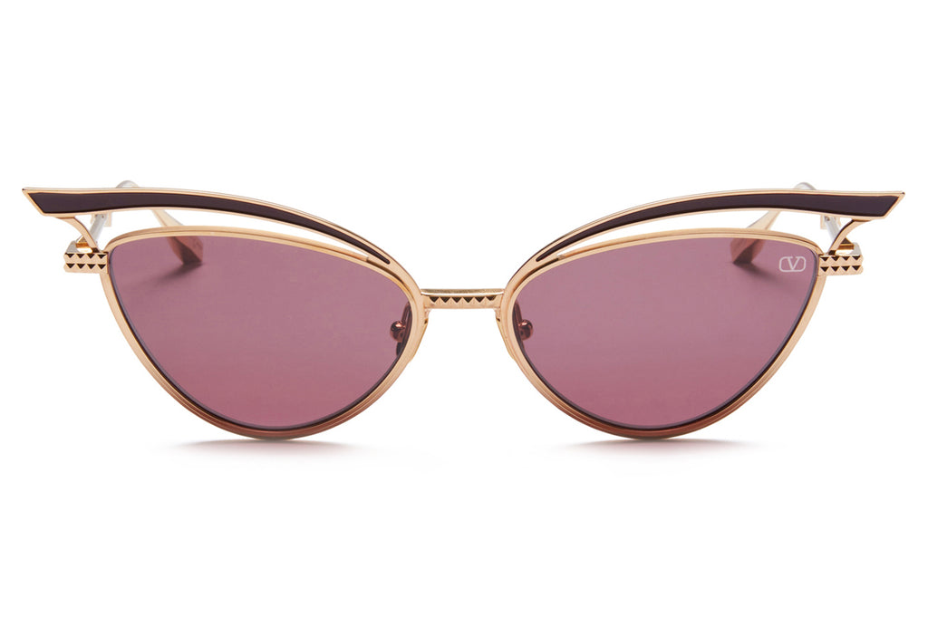 Valentino® Eyewear - V-Glassliner Sunglasses Light Gold & Bordeaux Enamel with Dark Bordeaux Lenses