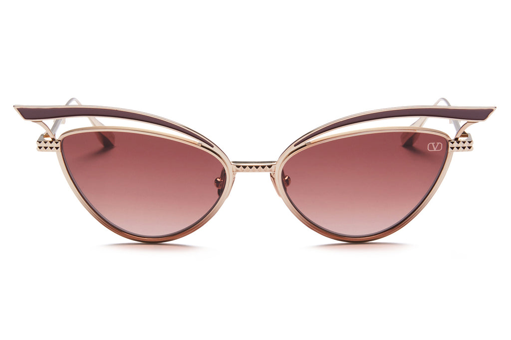 Valentino® Eyewear - V-Glassliner Sunglasses White Gold & Powder Enamel with Gradient Rose Lenses