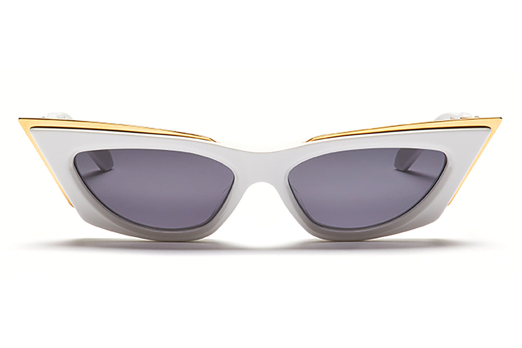 Valentino® Eyewear - V-Gold Cut-I Sunglasses  White & Yellow Gold with Dark Grey Lenses