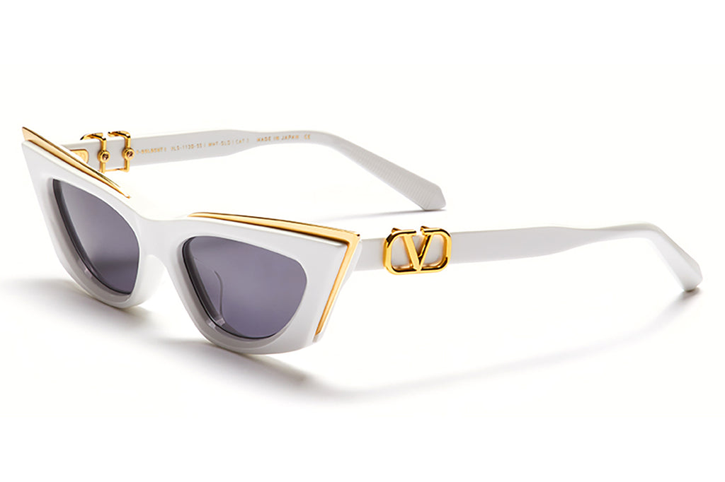 Valentino® Eyewear - V-Gold Cut-I Sunglasses White & Yellow Gold with Dark Grey Lenses