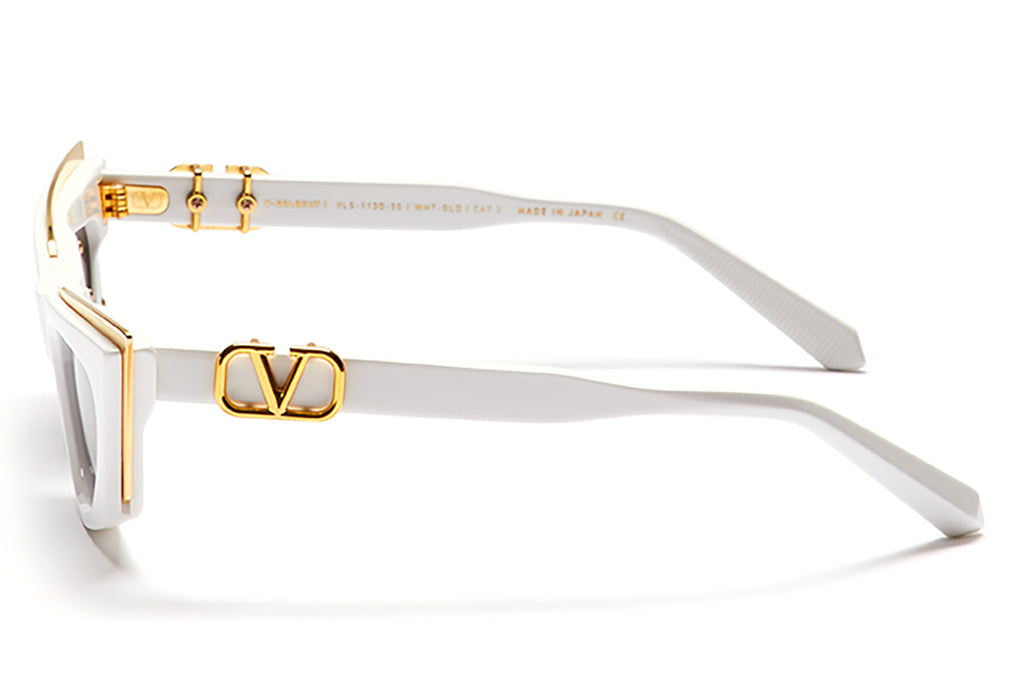 Valentino® Eyewear - V-Gold Cut-I Sunglasses  White & Yellow Gold with Dark Grey Lenses