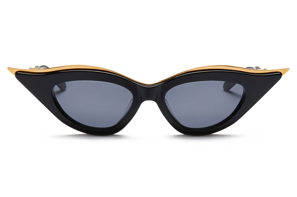 Valentino® Eyewear - V-Gold Cut-II Sunglasses Black & Yellow Gold with Dark Grey Lenses