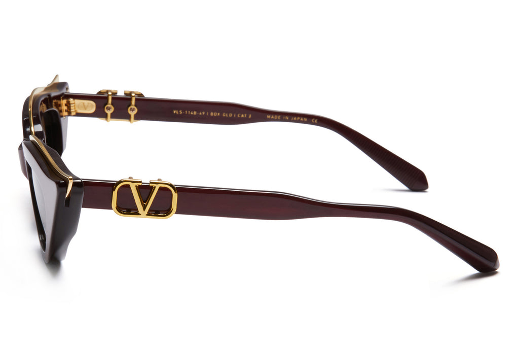 Valentino® Eyewear - V-Gold Cut-II Sunglasses Bordeaux & Yellow Gold with Dark Brown Lenses