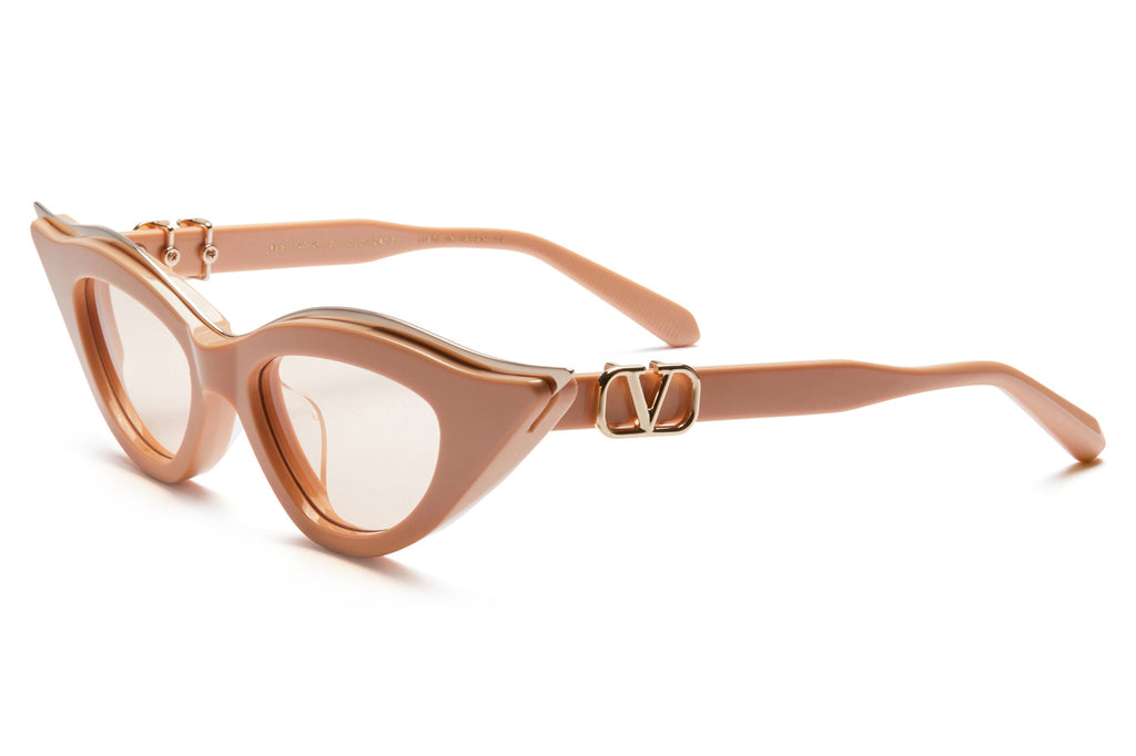 Valentino® Eyewear - V-Gold Cut-II Sunglasses Beige & White Gold with V-Nude Lenses