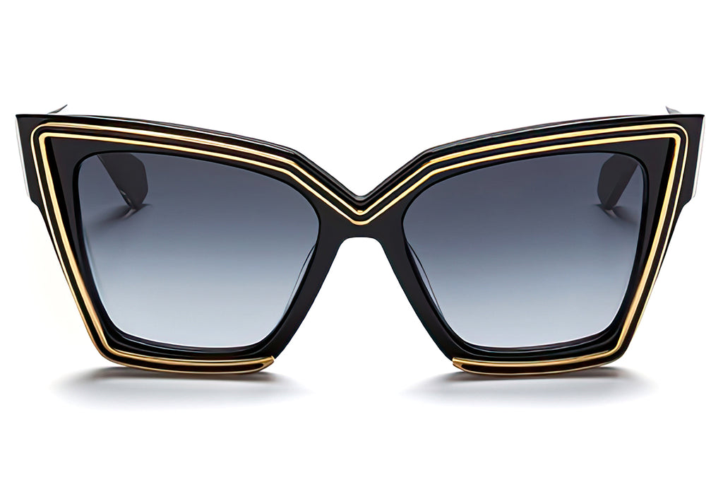 Valentino® Eyewear - V-Grace Sunglasses Black & Yellow Gold with Dark Grey Gradient Lenses