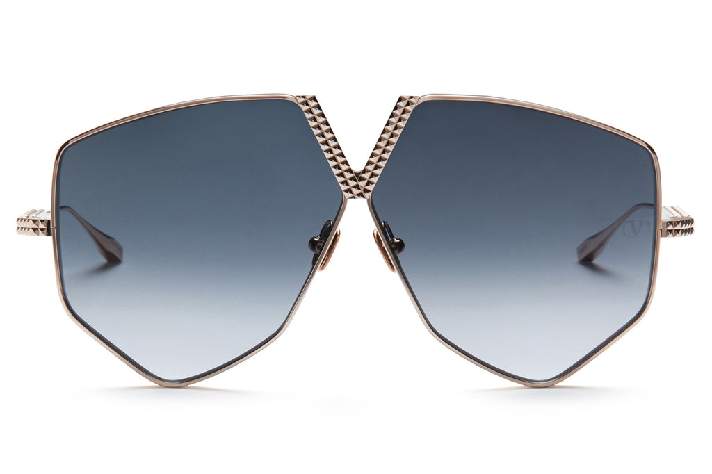 Valentino® Eyewear - V-Hexagon Sunglasses White Gold with Gradient Dark Grey Lenses