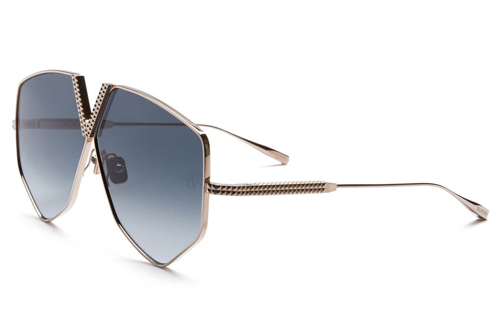 Valentino® Eyewear - V-Hexagon Sunglasses White Gold with Gradient Dark Grey Lenses