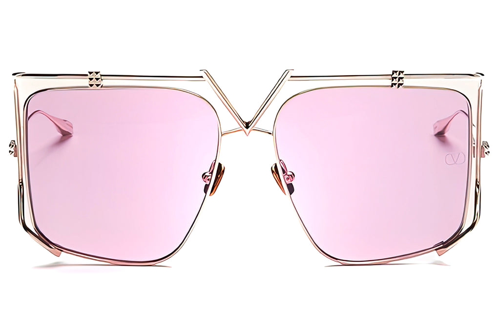 Valentino® Eyewear - V-Light Sunglasses White Gold with Solid Pink Lenses