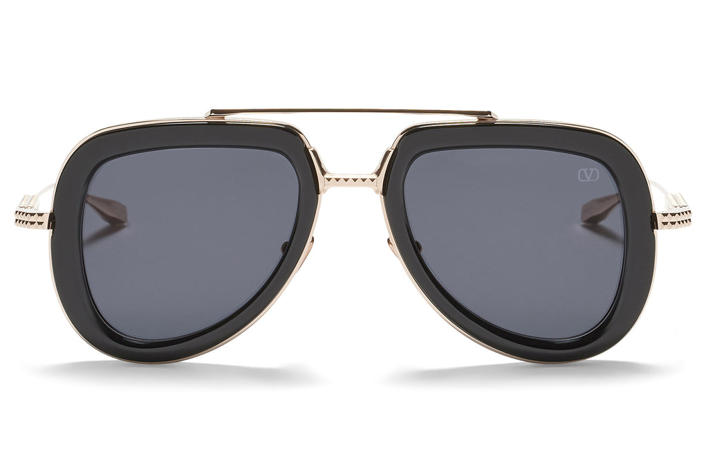 Valentino® Eyewear - V-Lstory Sunglasses Black & White Gold with Dark Grey Lenses