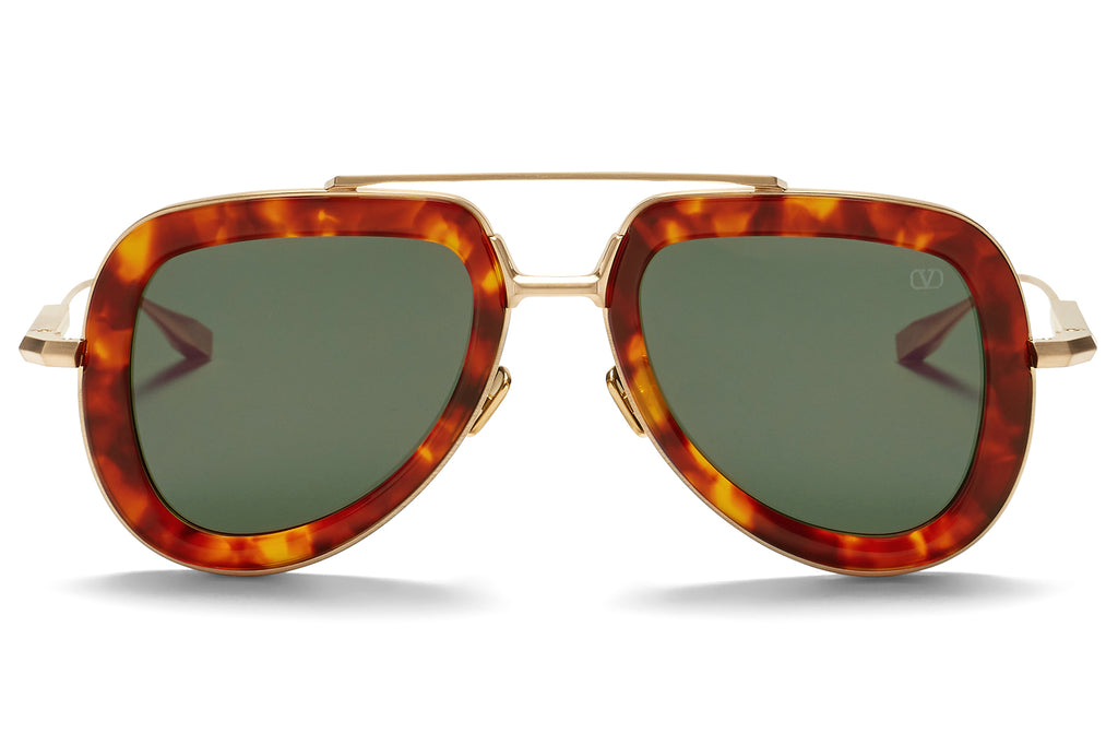 Valentino® Eyewear - V-Lstory Sunglasses Honey Tortoise & V Light Gold with Dark Green Lenses