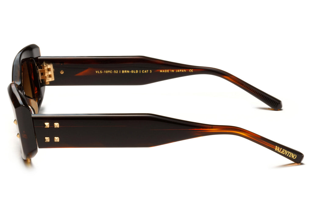 Valentino® Eyewear - V-Quattro Sunglasses Translucent Brown Swirl & White Gold with Gradient Brown