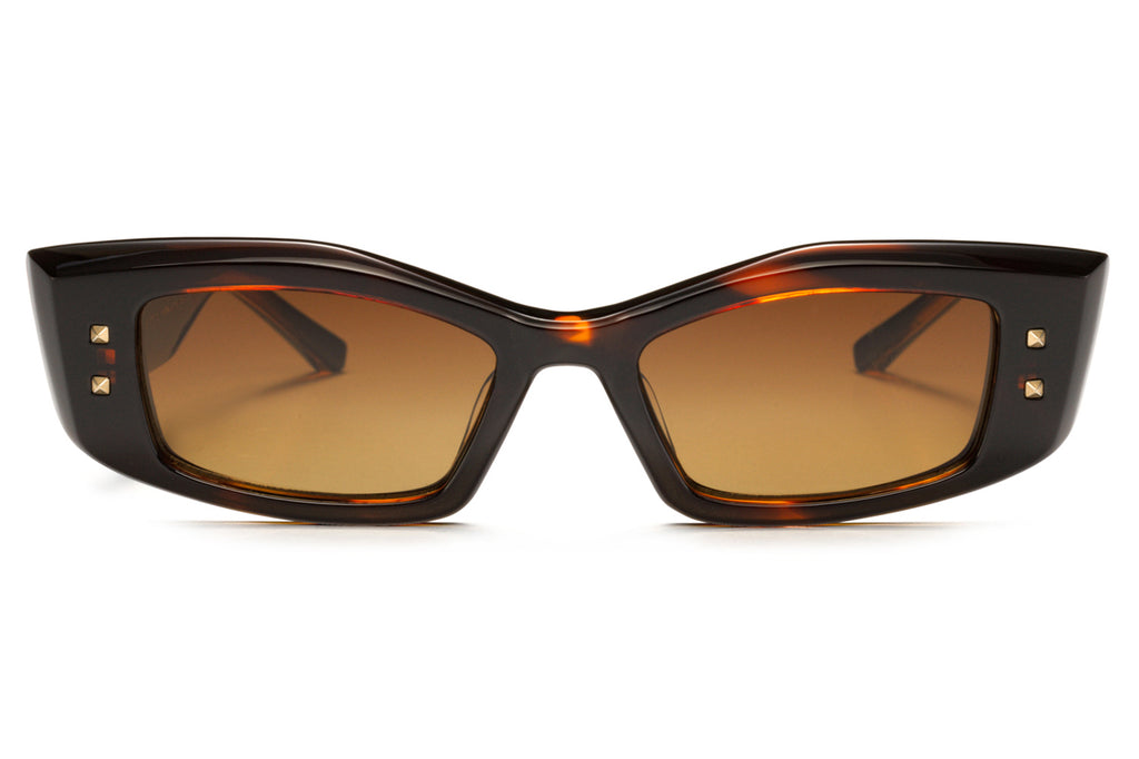 Valentino® Eyewear - V-Quattro Sunglasses Translucent Brown Swirl & White Gold with Gradient Brown