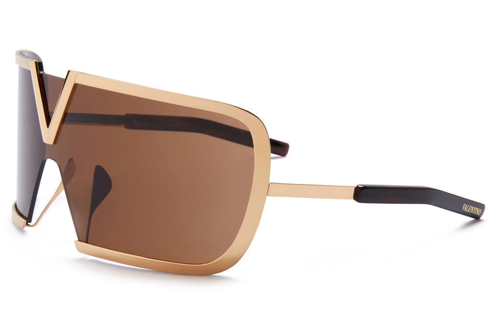 Valentino® Eyewear - V-Romask Sunglasses V-Light Gold & Crystal Brown with Dark Brown Lenses