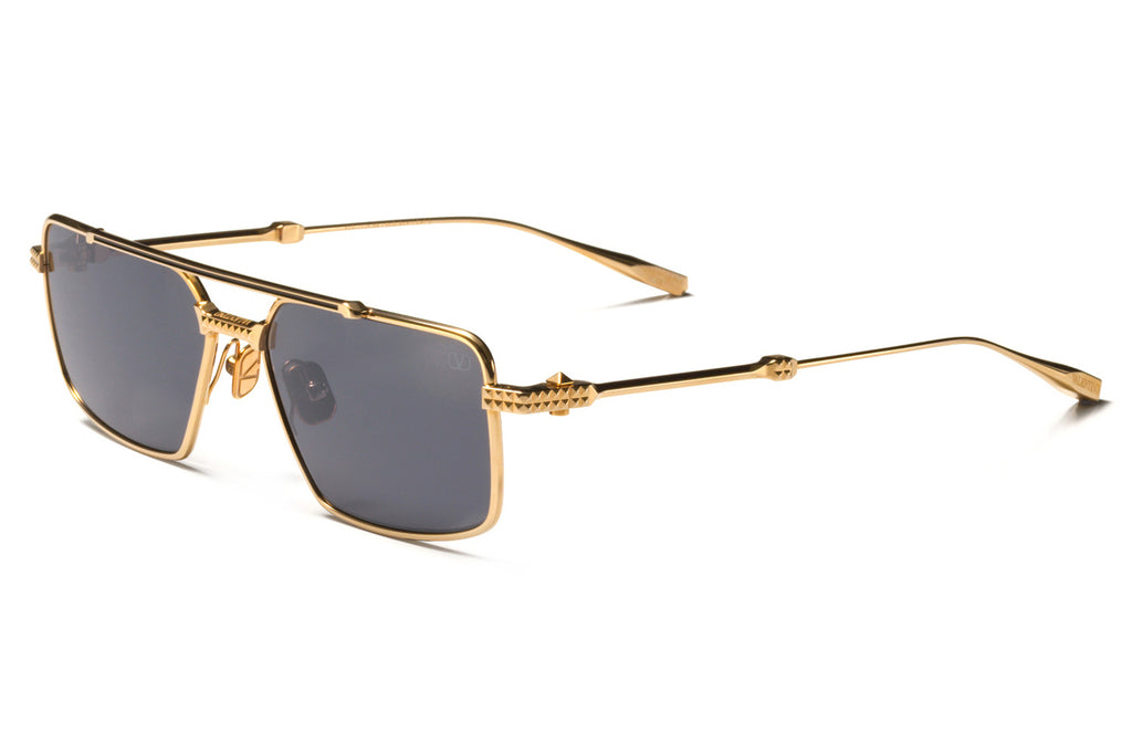 Valentino® Eyewear - V-Sei Sunglasses White Gold & Black Enamel with Dark Grey Lenses