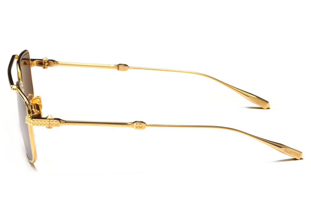Valentino® Eyewear - V-Sei Sunglasses V-Light Gold & Brown Enamel with Dark BrownLenses