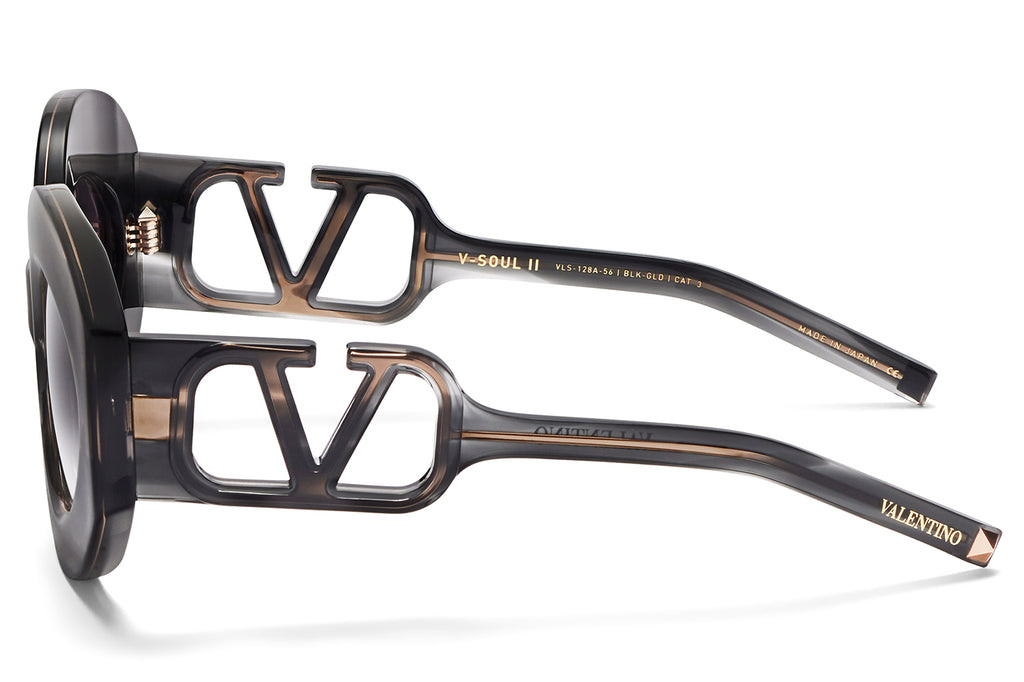 Valentino® Eyewear - V-Soul II Sunglasses Black Swirl & Rose Gold with Dark Grey to Clear Lenses