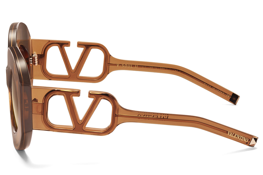 Valentino® Eyewear - V-Soul II Sunglasses Crystal Brown & V Light Gold with Brown Gradient Lenses
