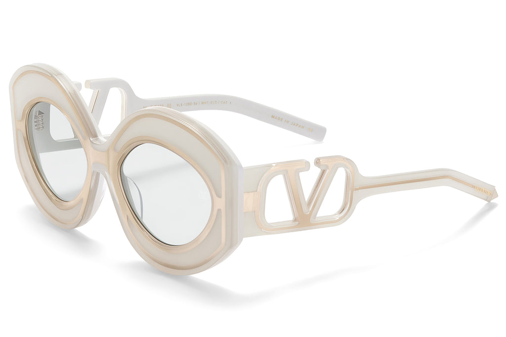 Valentino® Eyewear - V-Soul II Sunglasses Ivory & White Gold with Medium Grey Lenses